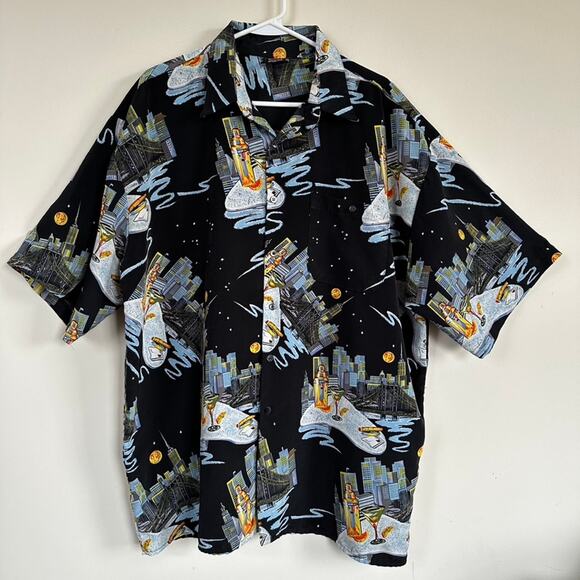 212 Nyc Hawaiian Shirt Mens XL Vintage Martini Cocktail Retro Mad Men Vibe 80s - Picture 1 of 10